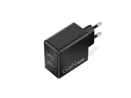 Dual USB-C 65W GaN Charger Black EU