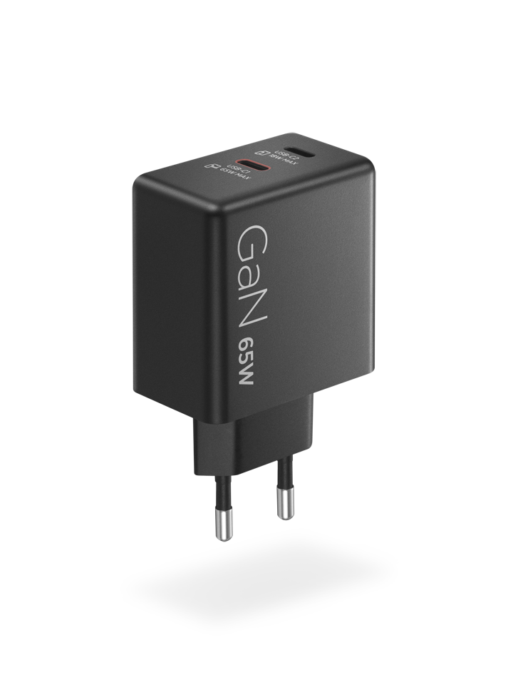 Dual USB-C 65W GaN Charger Black EU