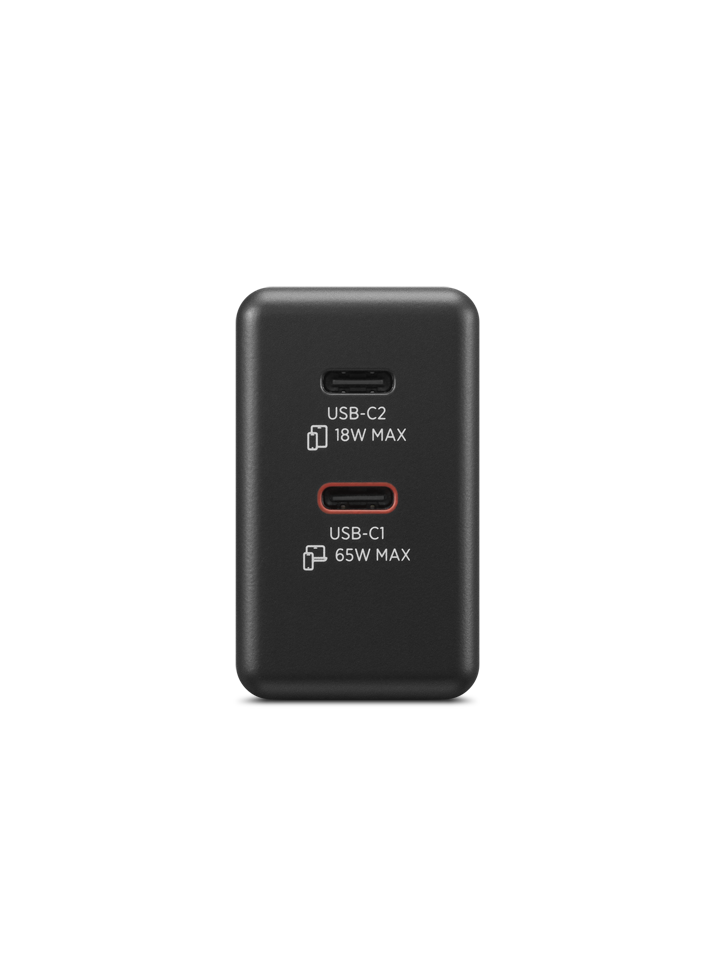 Dual USB-C 65W GaN Charger Black EU