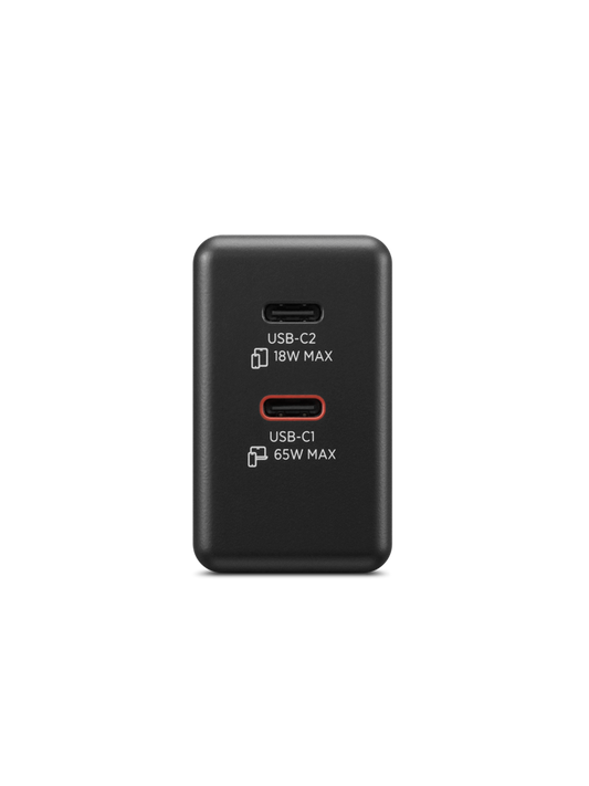 Dual USB-C 65W GaN Charger Black EU