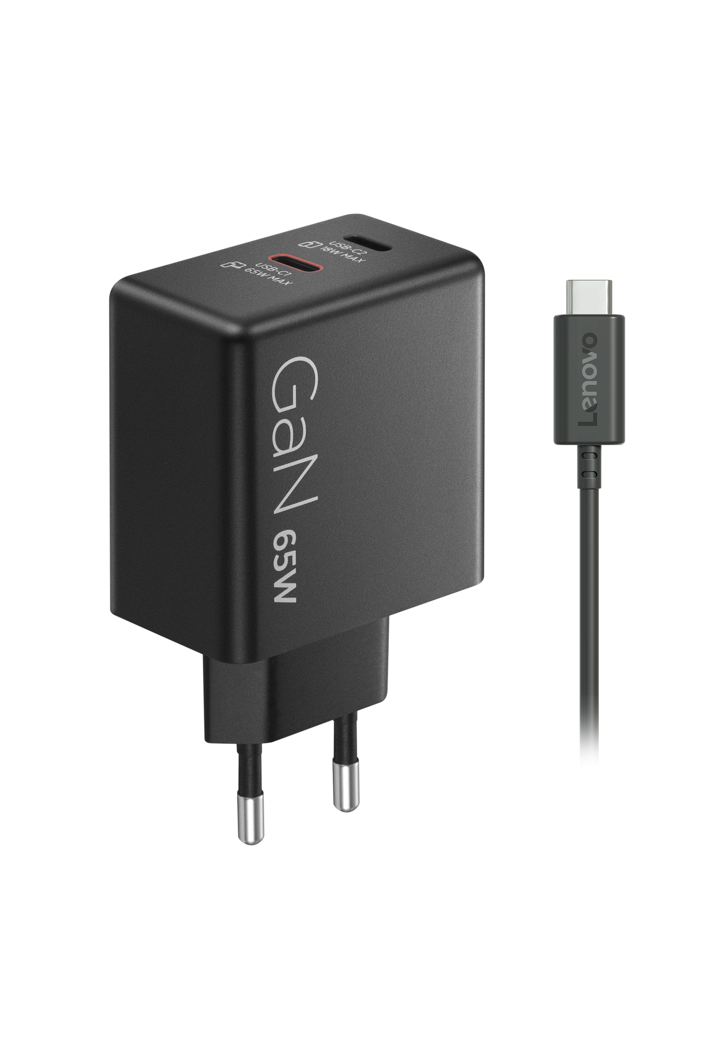 Dual USB-C 65W GaN Charger Black EU