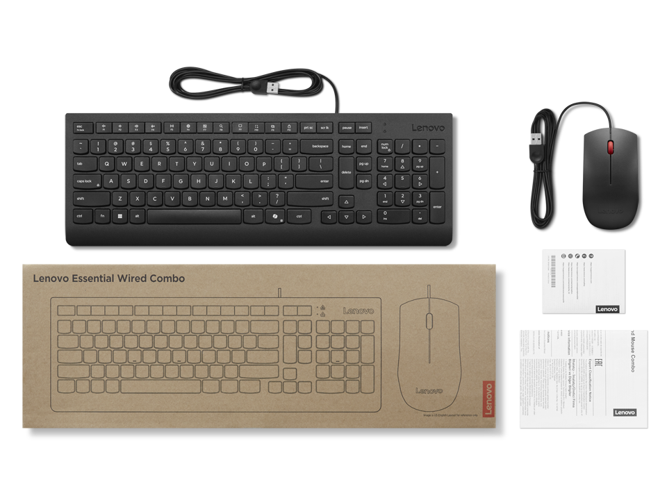 Essential Wired Combo Keyboard and Mouse German 129
