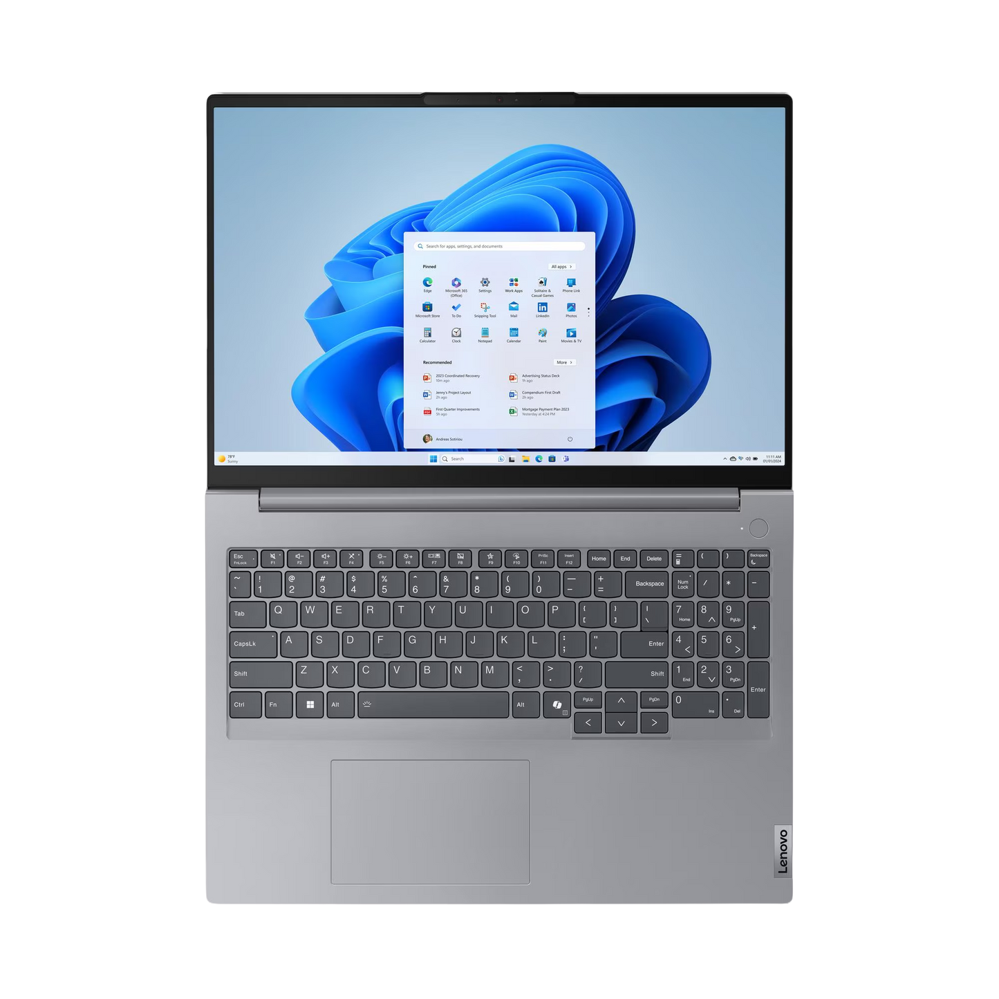 ThinkBook 16 G7 AMD Ryzen 5 7535HS 40,64cm 16Zoll WUXGA 32GB 1TB SSD UMA W11P No WWAN  Arctic Grey