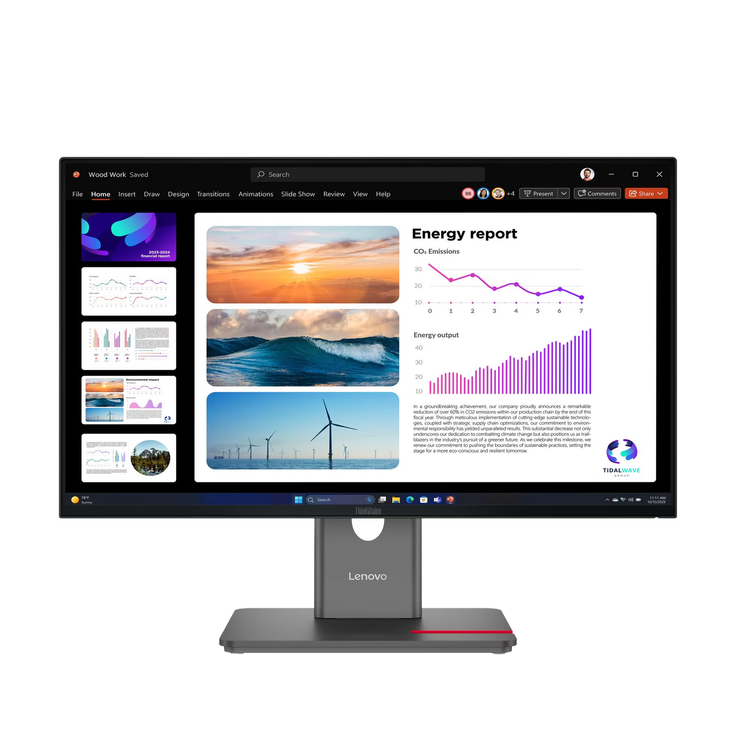 ThinkVision P24Q-40 60,45cm 23,8Zoll 2560x1440 IPS 120Hz Daisy Chain USB-C 15W Factory calibrated panel Epeat Gold TCO10