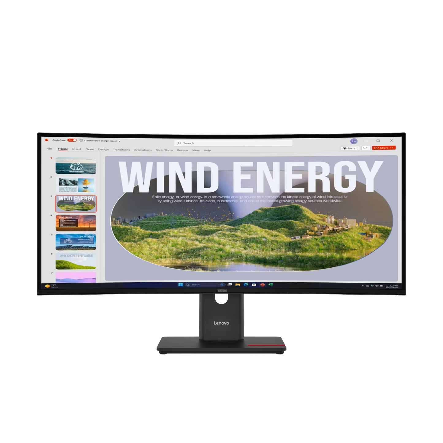 ThinkVision T34WD-40 86,36cm 34Zoll 3440x1440 Curved VA 120Hz USB-C docking 96W Mirror power button